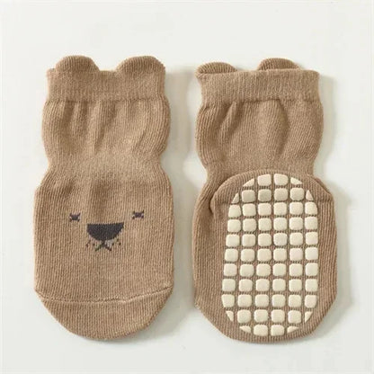 3/5 Pairs Baby Adorable Animals Pattern Non Slip Floor Socks, Breathable Casual Socks for Boys and Girls Kids Indoor Activities