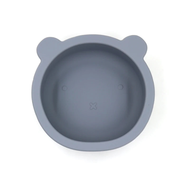 Bear shaped baby feeding bowl sauction silicone boy girl tableware cute cartoon 300ml