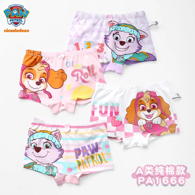 4PCS Genuine Paw Patrol Skye Girl Children Cotton Underwear Printing Panties Kids Short Panties Underpants Girls Briefs Panties
