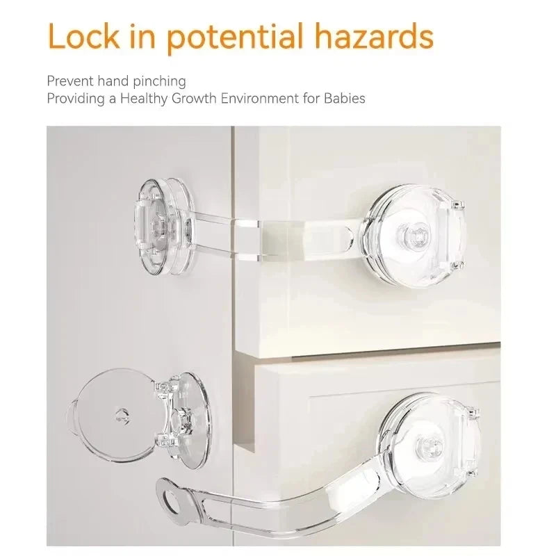 5/10Pcs Transparent Baby Cabinet Locks, Multi-functional Soft Strap Buckle, Anti-pinch Anti-open Protector for Household Furnitu