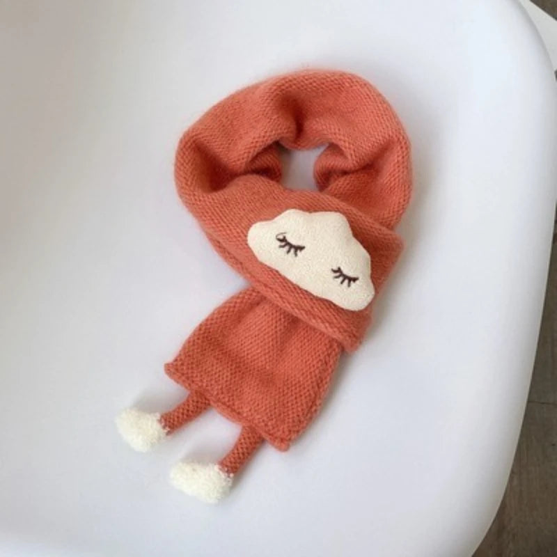 Cute Cloud Baby Scarf 3D Doll Kids Knitted Neckerchief 1-5year Boys Girls Children Cross Scarves Winter Warm Woolen Neck Cover