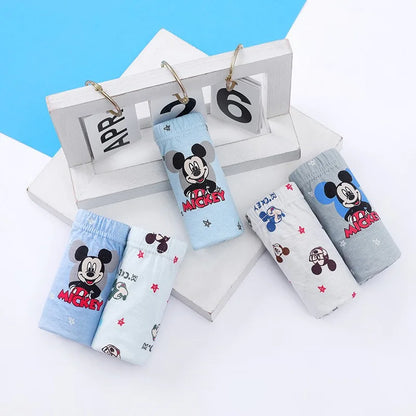 5 Packs/Box Children Underwear Pants Mickey Cartoon Boys Panties Soft Cotton Kids Triangle Panty Breathable Boys Briefs Gift Box