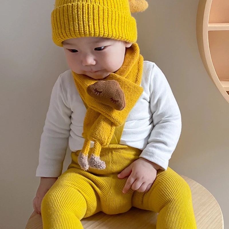 Cute Cloud Baby Scarf 3D Doll Kids Knitted Neckerchief 1-5year Boys Girls Children Cross Scarves Winter Warm Woolen Neck Cover