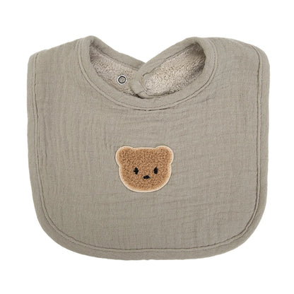 Cute Bear Muslin Cotton Baby Bibs Saliva Towel U-Absorbent Pockets Korean Children Kids Boys Girls Bandanas Feeding Burp Clothes