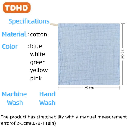 TDHD 5 pieces of baby solid color six layers of pure cotton gauze saliva towel absorbent fast printed gauze towel suitable for