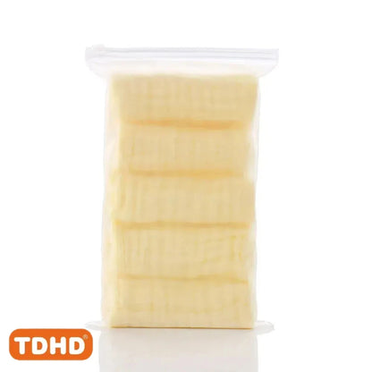 TDHD 5 pieces of baby solid color six layers of pure cotton gauze saliva towel absorbent fast printed gauze towel suitable for
