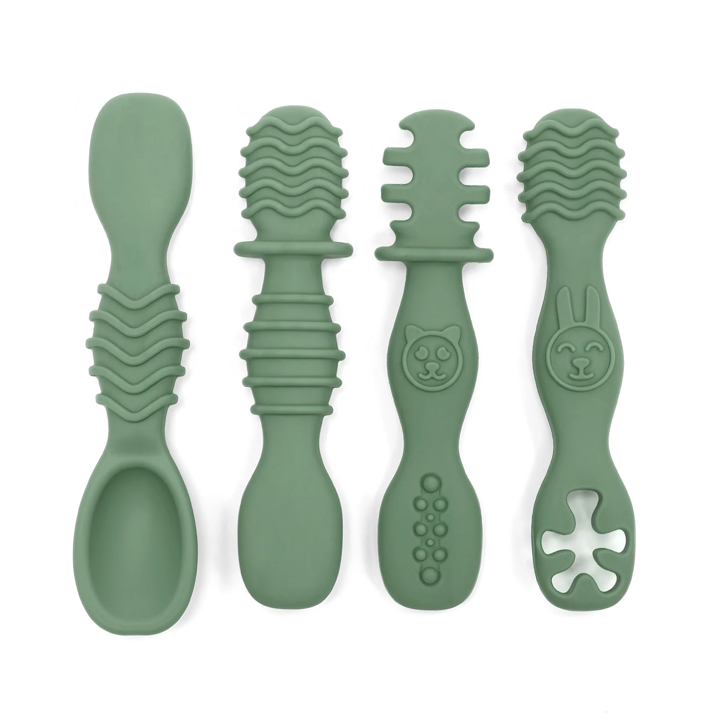 4pcs silicone baby food spoon, training spoon for babies over 6 months old, easy-to-grip tableware, Christmas gift