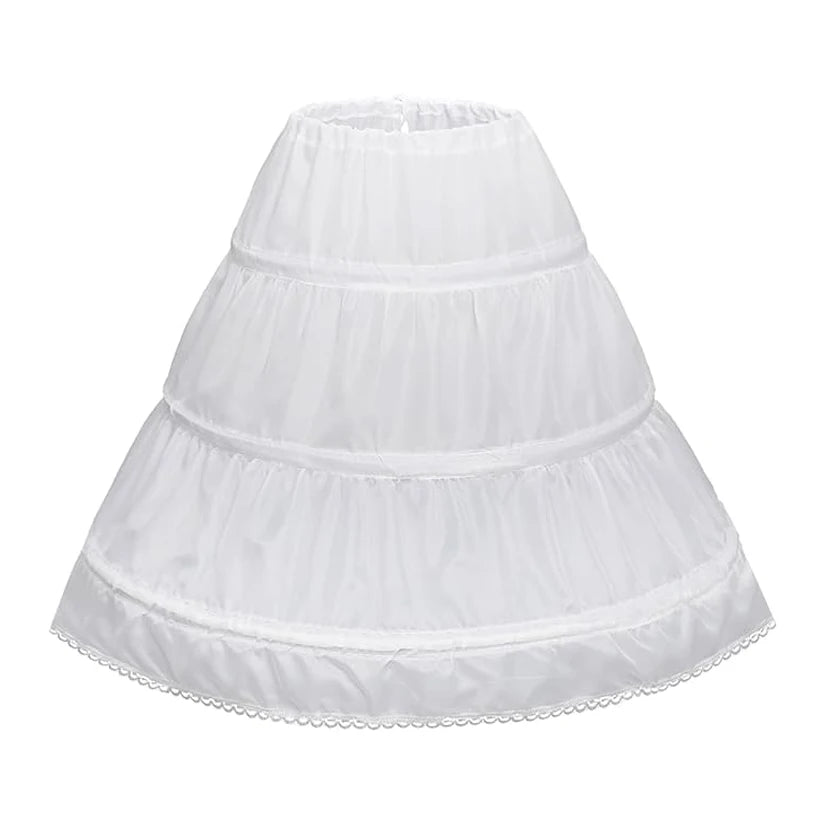 Girls' 3 Hoops Petticoat Full Slip Flower Girl Crinoline Skirt