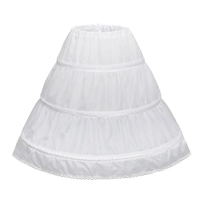 Girls' 3 Hoops Petticoat Full Slip Flower Girl Crinoline Skirt