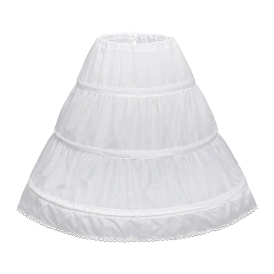 Girls' 3 Hoops Petticoat Full Slip Flower Girl Crinoline Skirt