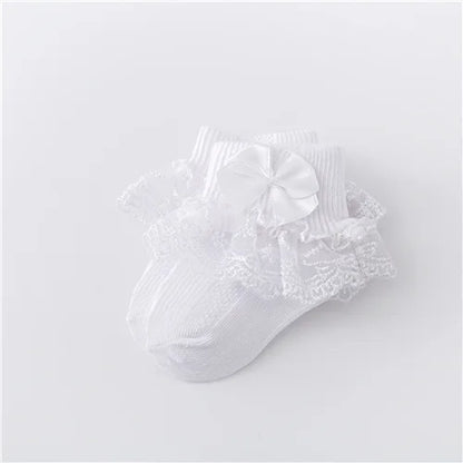 Lawadka 0-24Month Newborn Baby Socks For Girls Cotton Lace Infant Girls Sock Princess Bow Toddler Baby Girls Socks Spring 2024