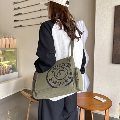 Japanese and Korean canvas bags Anime periphery My neighbor is Chinchilla shoulder bag Totoro backpack messenger bag School bag