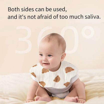 4Pcs Ultra-Soft and Comfortable Baby Bibs, Suitable for Ages 0-3, with Snap Button Design, Washable-Machine Washable, Newborn Gauze Drool Bibs-Waterproof Spit-Up Bibs for Babies, Ultra-Soft Autumn and Winter Bibs, Perfect Bab