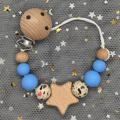 1Pc Personalized Name Custom Wooden Baby Pacifier Chain Clip Silicone Bead Dummy Nipple Holder Baby Teether Pendant Newborn Gift