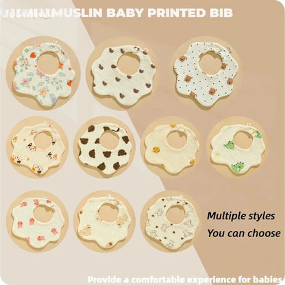 3PCS Cotton Gauze Baby Feeding Bibs Summer Soft Petal Baby Printed Drooling Towel Newborn Toddler Baby Burp Cloth Children'