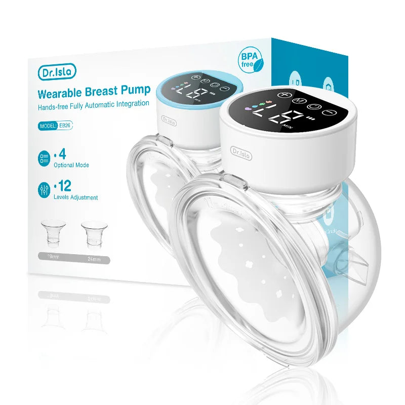 MAMIJOY Wearable Electric Breast Pumps 4 Modes 12 Levels Portable Hands Free Breast Pump Silent Comfort With 19/24mm Flange EB26