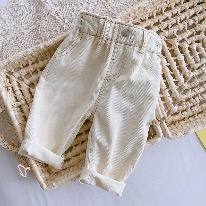 MILANCEL 2026 Spring Autumn Solid Kids Boys Straight Pants Fashion Children Clothing Trousers Brief Jeans for 1-6 Years
