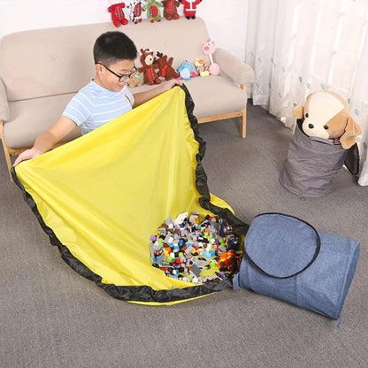 Multifunctional Toy Storage Bag for Building Blocks & Dolls - Quick-Detach Play Mat & Storage Bucket, Travel-Friendly Kids Organ