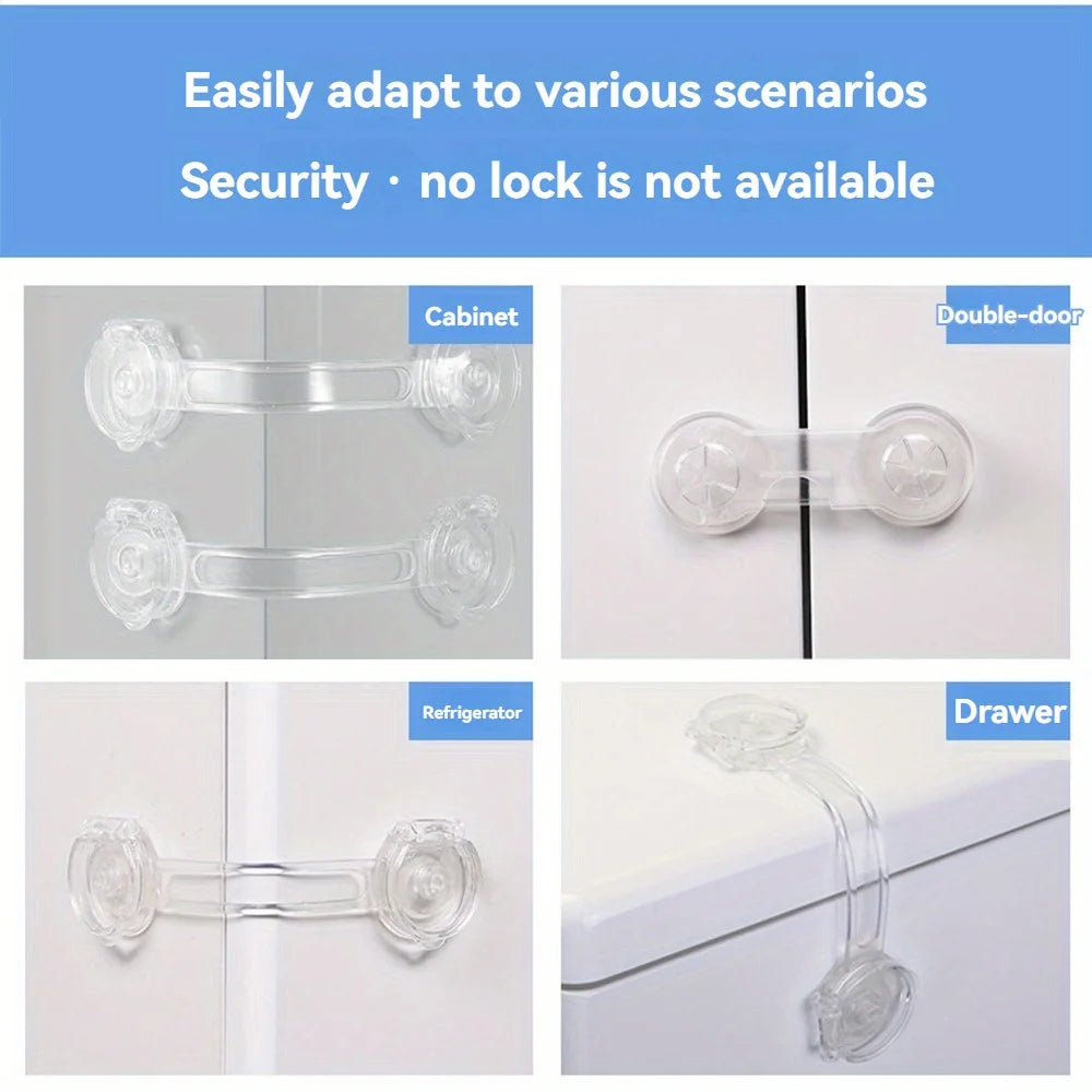 5pcs Clear Safety Drawer Locks, Fridge - Secure & Easy-to-Install Transparent Design, Childproofing Essentials|Safety Locks