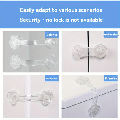5pcs Clear Safety Drawer Locks, Fridge - Secure & Easy-to-Install Transparent Design, Childproofing Essentials|Safety Locks