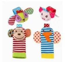 4Pcs Baby Rattles Toys Animal Socks Wrist Strap +Rattle Baby Foot Socks Bug Wrist Strap Toddler Socks Pacifier Toys  0-12 Months