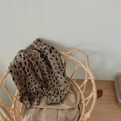 autumn New Girl Children Loose Leopard Casual Pants Baby Fashion Pants Kid Outdoor Cotton Trousers Toddler Girl Clothin Costume