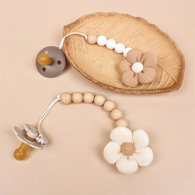1pc Cute Baby Silicone Flower Pacifier Chain Newborn Baby Accessories Pacifier Clip Pacifier Chain Teether Loss Prevention Chain
