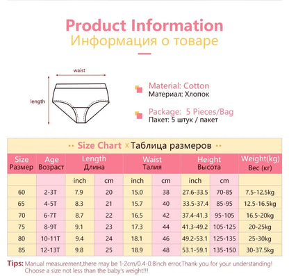 5 Pcs/Lot Children's Underpants For Girls Cute Cat HelloKitty Cartoon Girls Panties Cotton Baby Kids Underwear Breathable Briefs