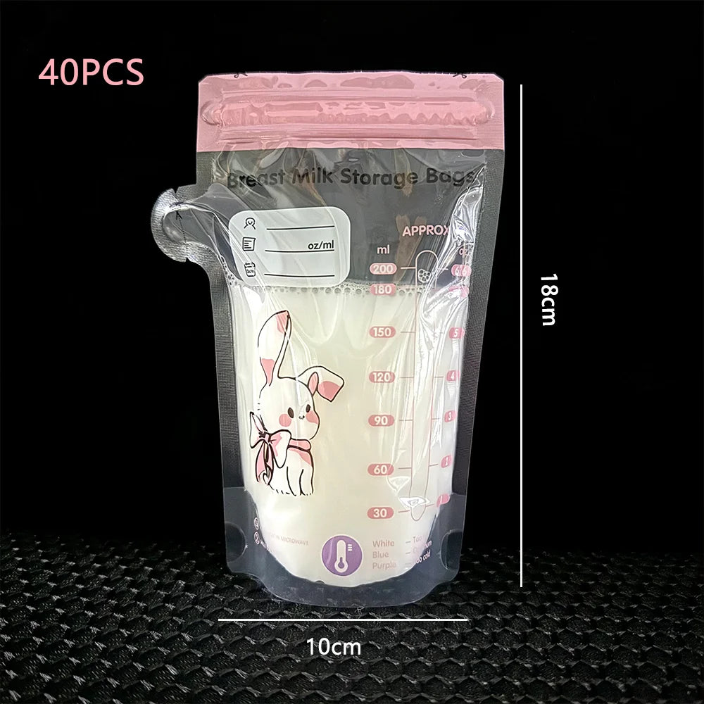 40 Pack 150ml BPA Free Milk Storage Bags Safe Breast Milk and Baby Food Freezer Bags for Easy Feeding