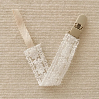 Lace Baby Pacifier Clip Chain Trendy Cloth & Plastic Pacifier Holder Teether Toy Clip for Preventing Nipple Loss