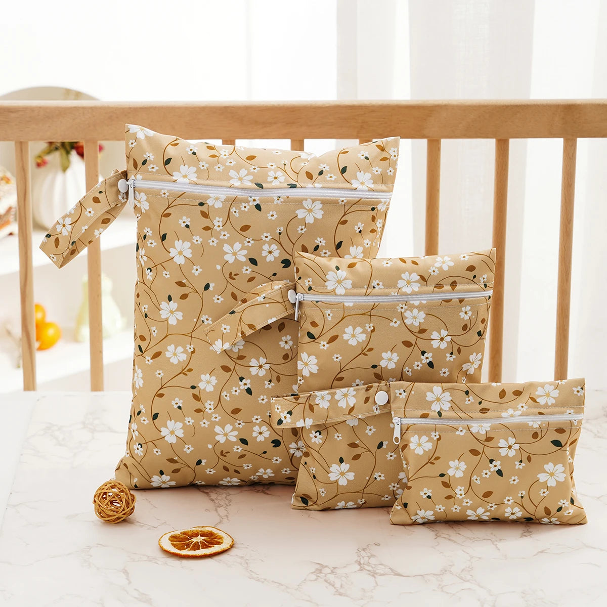 3PCS Recycled Fabric Waterproof Wet Dry Bag Portable Diaper Bag Sanitary Storage Bag