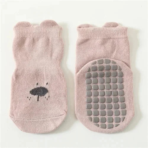 3/5 Pairs Baby Adorable Animals Pattern Non Slip Floor Socks, Breathable Casual Socks for Boys and Girls Kids Indoor Activities