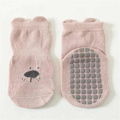 3/5 Pairs Baby Adorable Animals Pattern Non Slip Floor Socks, Breathable Casual Socks for Boys and Girls Kids Indoor Activities