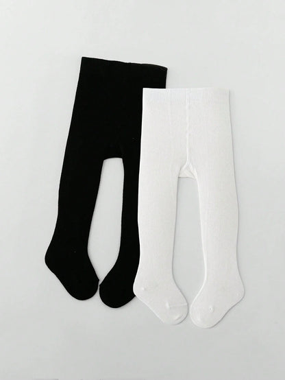 1 Pair of Infant Knitted Tight Panyhose,Soft Traceable Cotton Leggings White,Black Toddler Pants for 0-36 Months Baby Girls Waer
