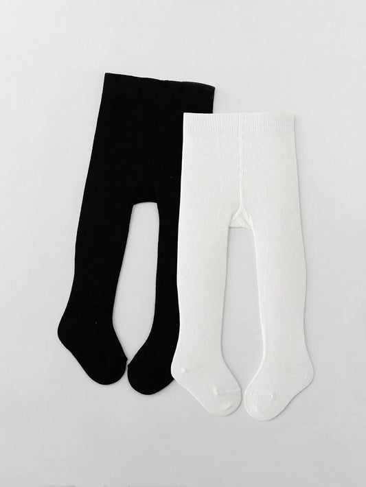 1 Pair of Infant Knitted Tight Panyhose,Soft Traceable Cotton Leggings White,Black Toddler Pants for 0-36 Months Baby Girls Waer