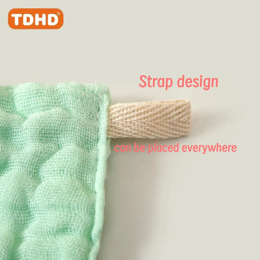 TDHD 5 pieces of baby solid color six layers of pure cotton gauze saliva towel absorbent fast printed gauze towel suitable for