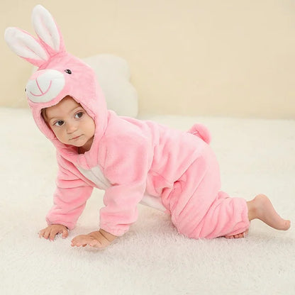 MICHLEY Carnival Winter Baby Rompers Hooded Flannel Cosplay Toddler Infant Clothes Bodysuits Jumpsuit Costume For Girl Boy