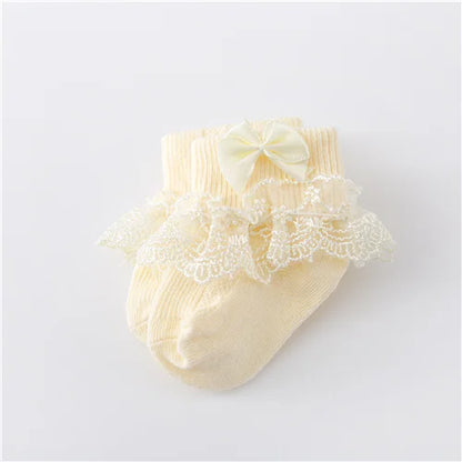 Lawadka 0-24Month Newborn Baby Socks For Girls Cotton Lace Infant Girls Sock Princess Bow Toddler Baby Girls Socks Spring 2024