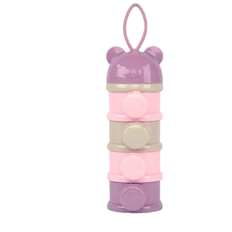 HOMFISH 4Layer Bear Style Portable Milk Powder Box Multiple Openings Infant Baby Food Storag Box Toddle Snack Container