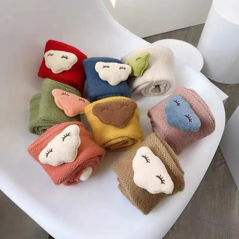 Cute Cloud Baby Scarf 3D Doll Kids Knitted Neckerchief 1-5year Boys Girls Children Cross Scarves Winter Warm Woolen Neck Cover