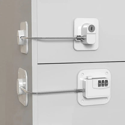 1 Pcs Child Safety Lock Cabinet Fridge Door Lock Stainless Steel Cable Protection Kids Baby Home Window Lock Strong Fix  מנעול