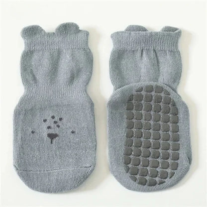 3/5 Pairs Baby Adorable Animals Pattern Non Slip Floor Socks, Breathable Casual Socks for Boys and Girls Kids Indoor Activities