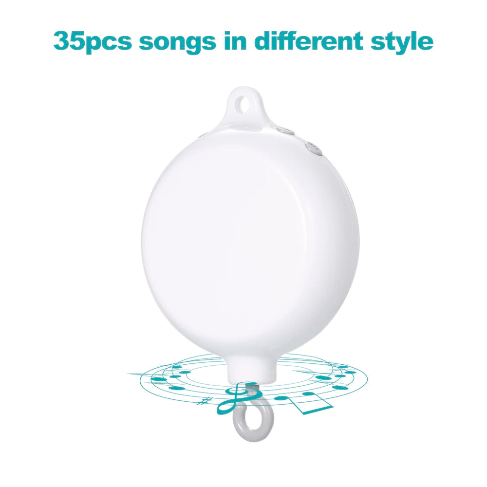 Music Box Rotary Baby Crib Bed Toy Musical Mobiles 35 Songs Music Box Remote Control Movement Bells for Kids with USB Line