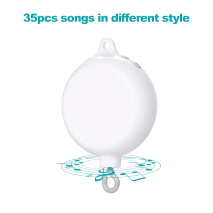 Music Box Rotary Baby Crib Bed Toy Musical Mobiles 35 Songs Music Box Remote Control Movement Bells for Kids with USB Line