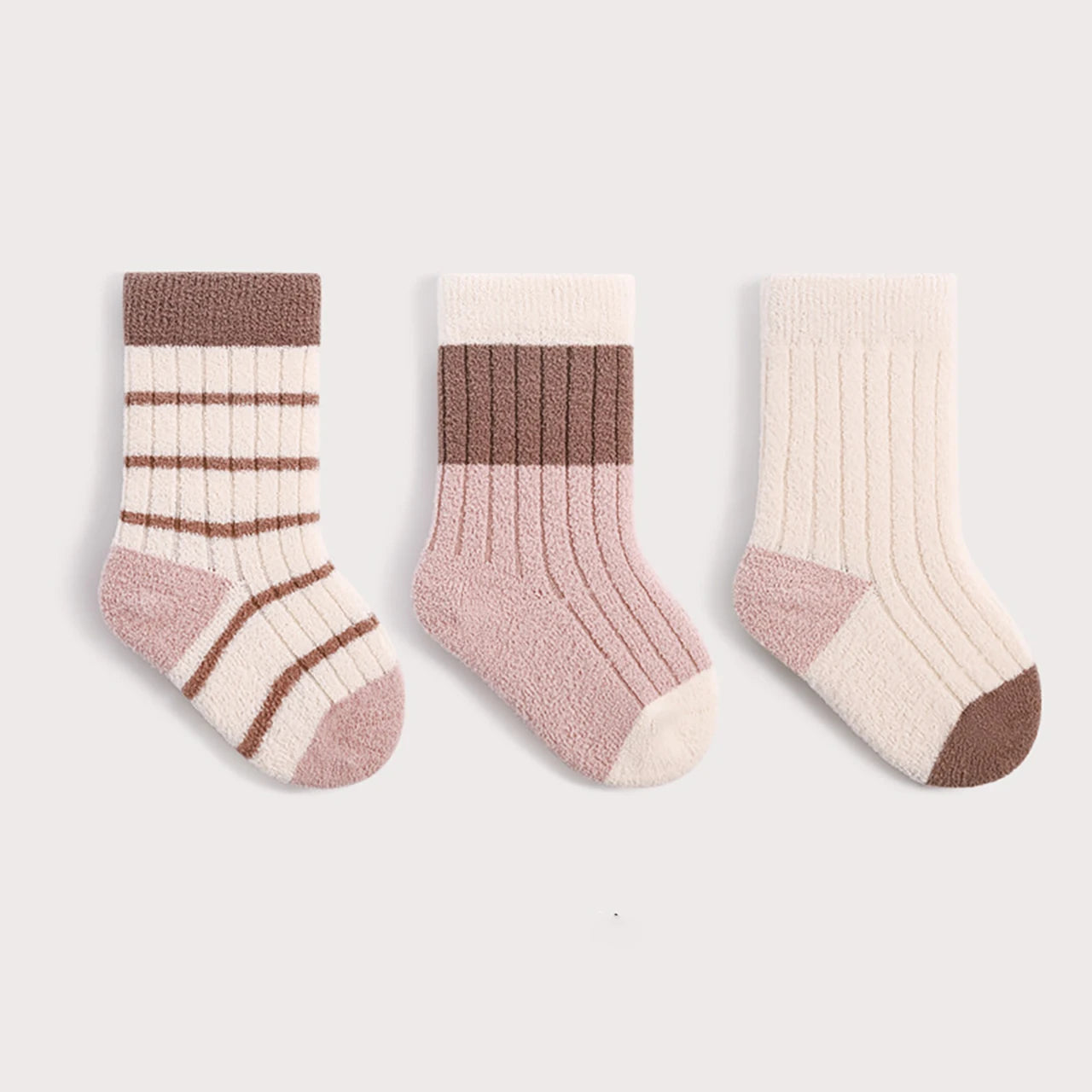 3Pair Baby Plush Socks Thick Warm Kids Mid Tube Sock 0-3Year Boy Girl Winter Thermal Footwear Fashion Stripe Toddler Cotton Sock