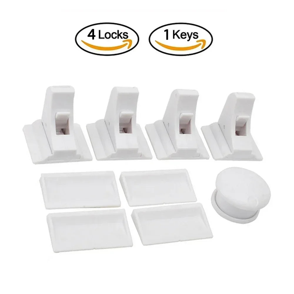 1-5PCS Magnetic Child Safety Lock, Limiter Kids No Drilling Drawer Lock Fridge Lock Cabinet Lock for Home Baby Security