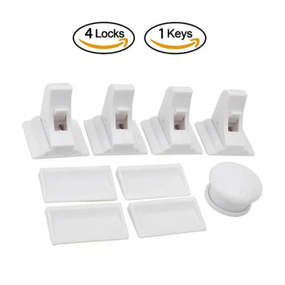 1-5PCS Magnetic Child Safety Lock, Limiter Kids No Drilling Drawer Lock Fridge Lock Cabinet Lock for Home Baby Security