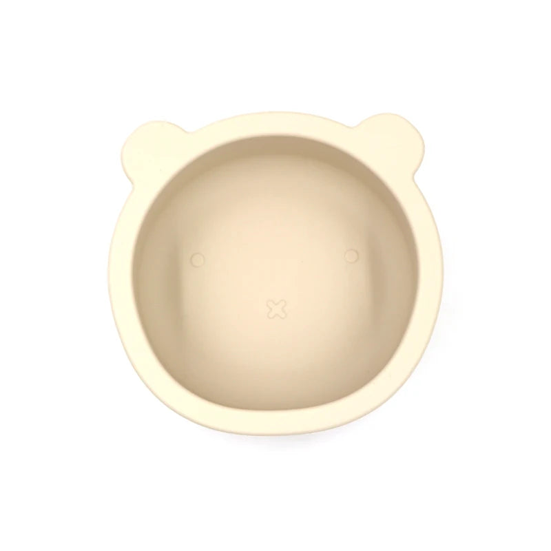 Bear shaped baby feeding bowl sauction silicone boy girl tableware cute cartoon 300ml