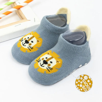 Cartoon Baby Socks Anti Slip Kids Girl Boy Short Socks With Rubber Soles Spring Autumn Soft Cotton Infant Toddler Floor Socks