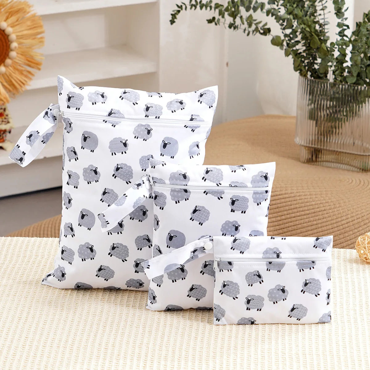 3PCS Recycled Fabric Waterproof Wet Dry Bag Portable Diaper Bag Sanitary Storage Bag